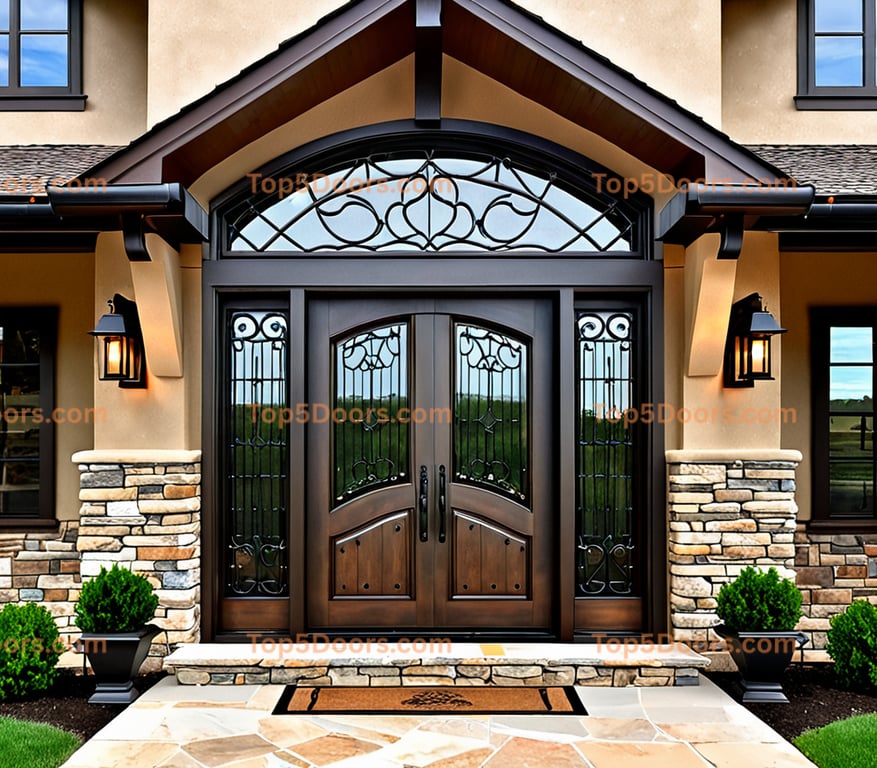 Virginia wrought iron steel frame mountain lodge Door