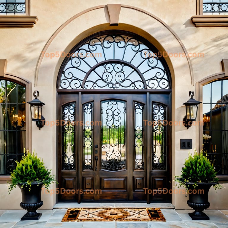 Washington wrought iron arched single minimalist Door