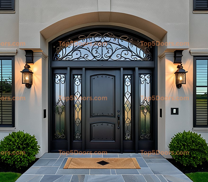 Washington wrought iron solid panel modern Door