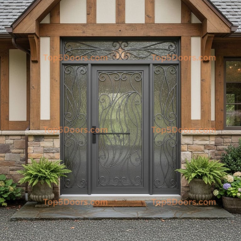 Washington wrought iron steel frame french country Door