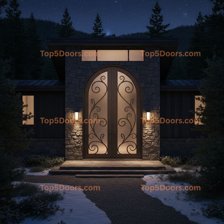 West Virginia wrought iron arched double mountain lodge