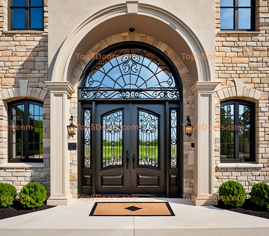 Wisconsin wrought iron arched double georgian Door