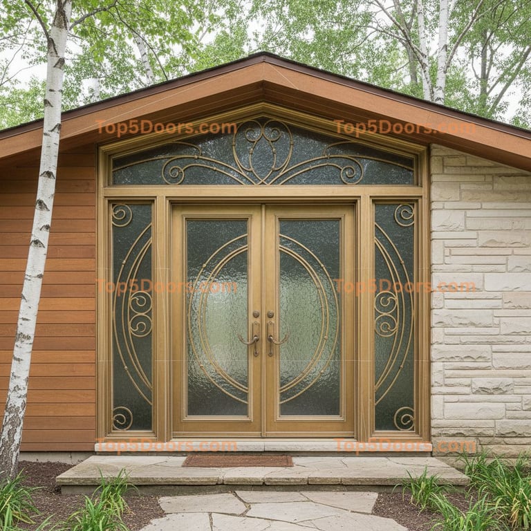 Wisconsin wrought iron glass paneled mid-century modern