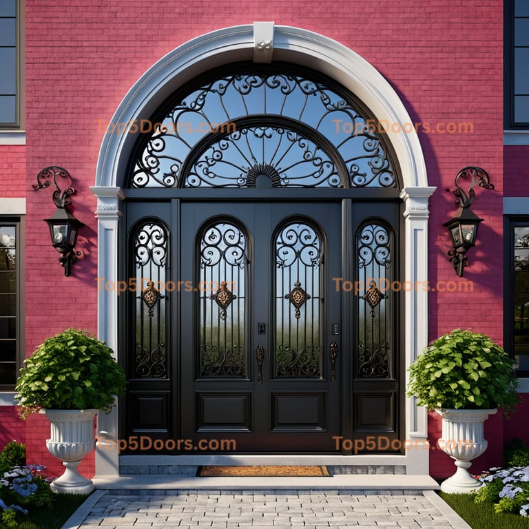 Wisconsin wrought iron solid panel victorian Door