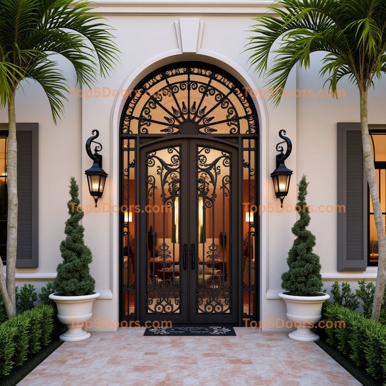 Wrought Iron and Glass Double Door