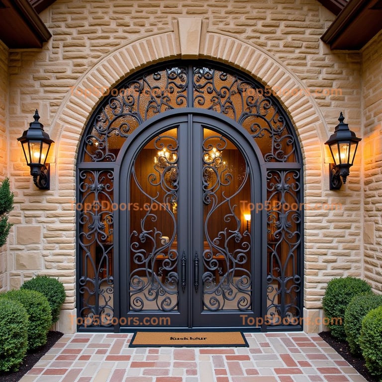 Wrought Iron and Glass Double Door