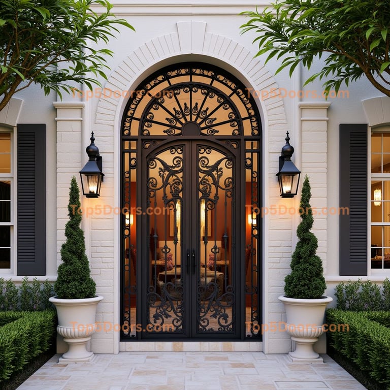 Wrought Iron Arched Double Door
