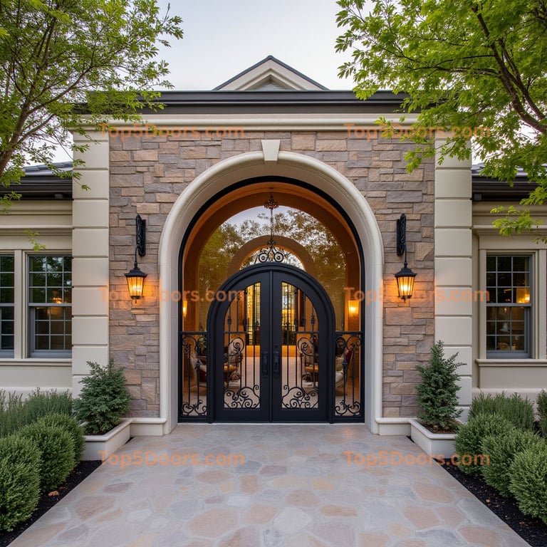 Wrought Iron Entrance with Arched Opening