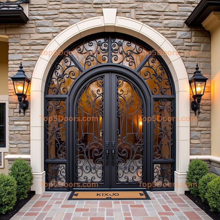 Wrought Iron Door with Amber Glass