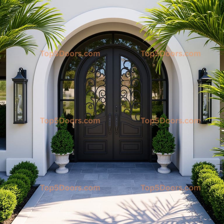 Wrought Iron Door with Glass Panels
