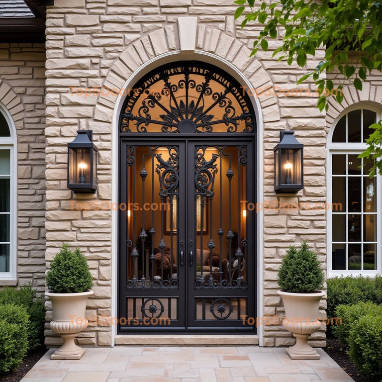 Wrought Iron Doorway with Lanterns
