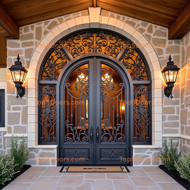 Wrought Iron Double Arched Door