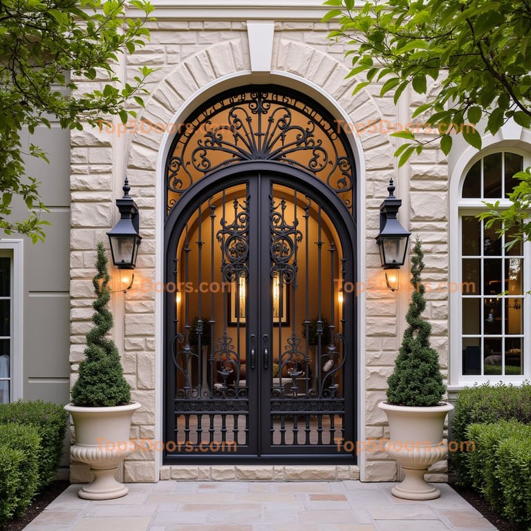 Wrought Iron Double Arched Door