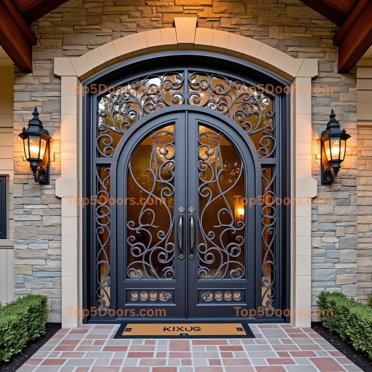 Wrought Iron Double Arched Door