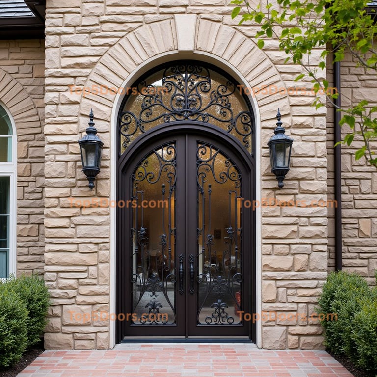 Wrought Iron Double Arched Door