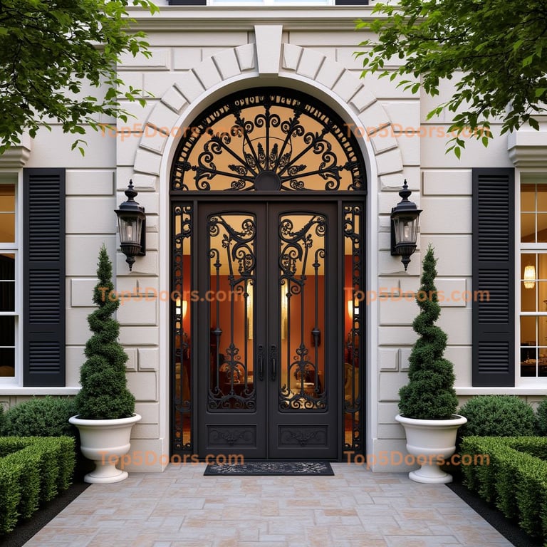 Wrought Iron Double Door Entrance
