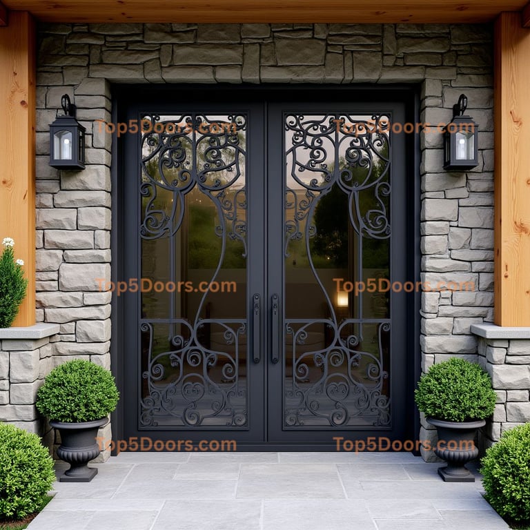 Wrought Iron Double Door Entrance