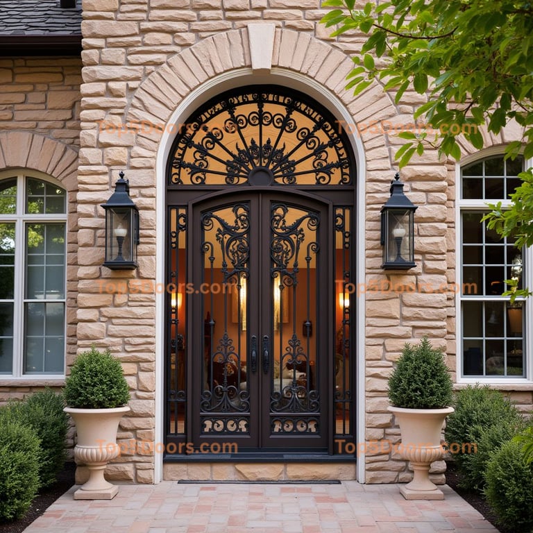 Wrought Iron Double Door Entrance