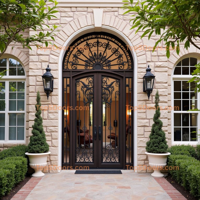 Wrought Iron Double Door Entrance