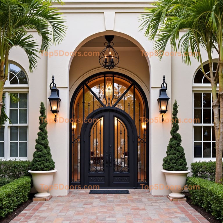 Wrought Iron Double Door Facade