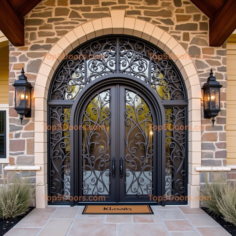 Wrought Iron Double Door with Scrollwork