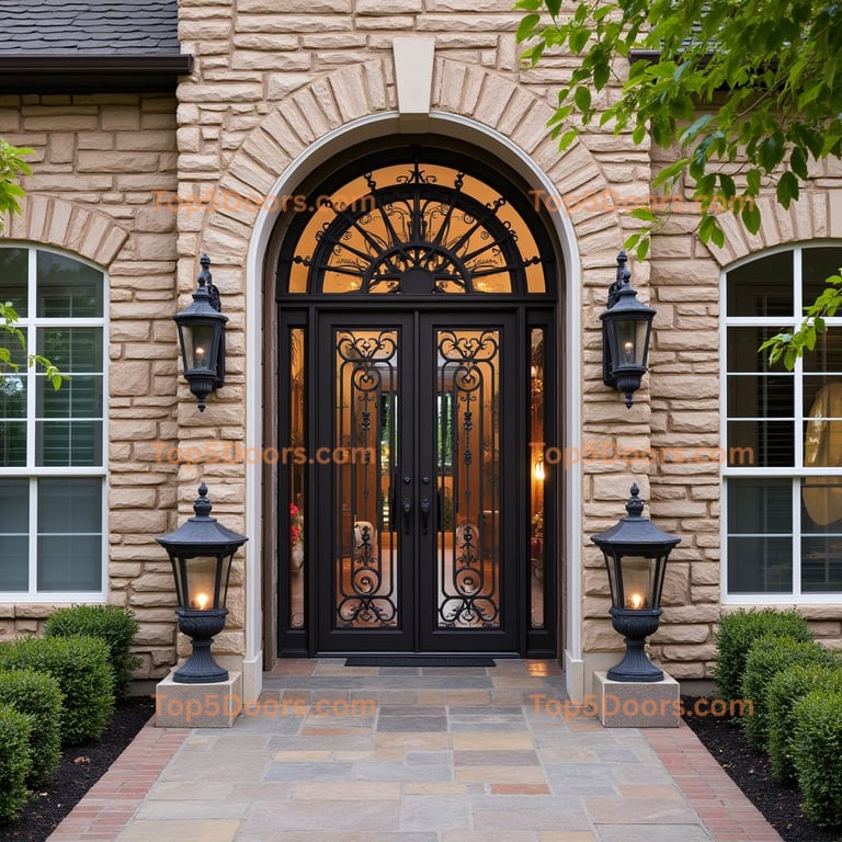 Wrought Iron Double Door with Scrollwork
