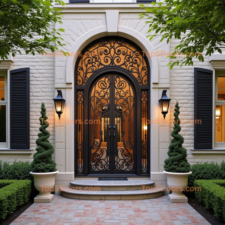 Wrought Iron Double Door with Scrollwork