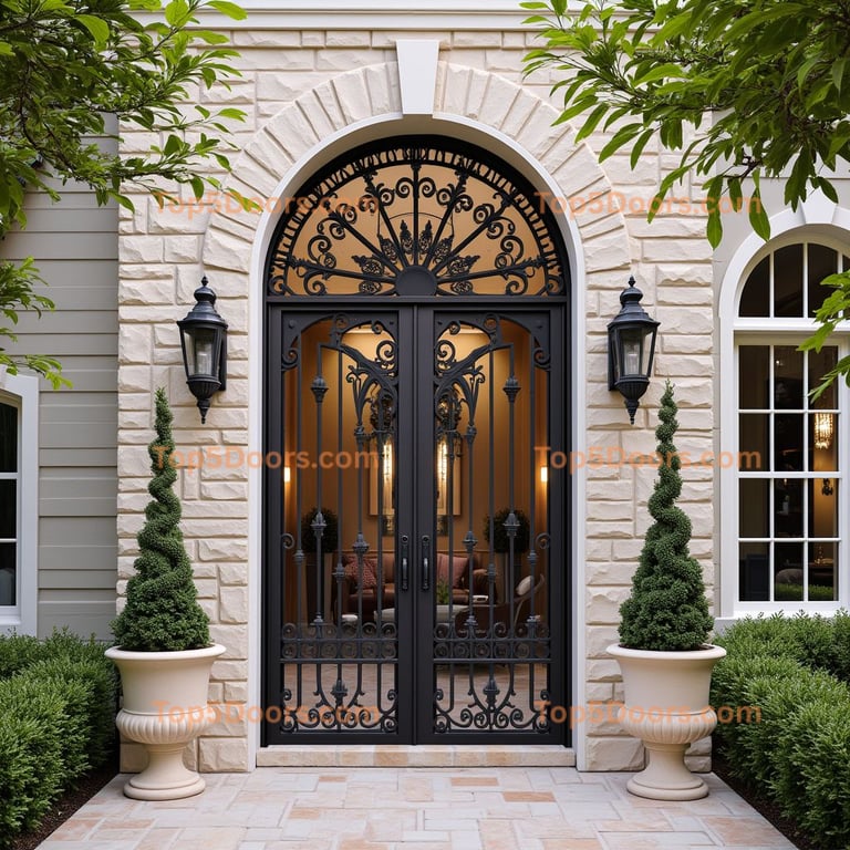 Wrought Iron Double Door with Scrollwork