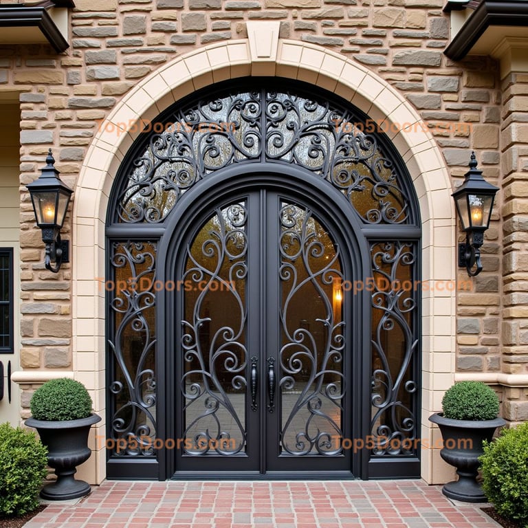 Wrought Iron Double Door with Scrollwork
