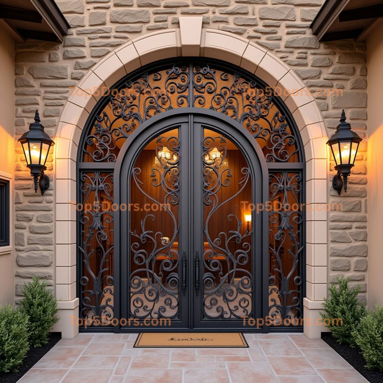 Wrought Iron Double Door with Scrollwork