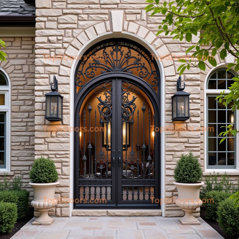 Wrought Iron Double Door with Ornate Design
