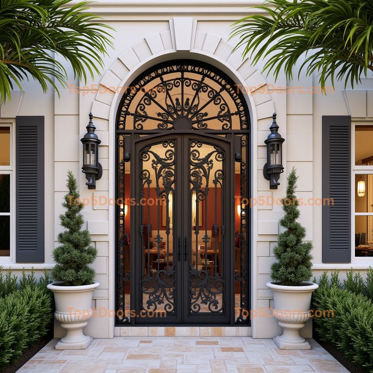 Wrought Iron Double Door with Scrollwork