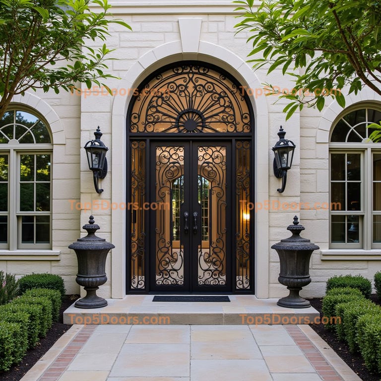 Wrought Iron Double Door with Scrollwork