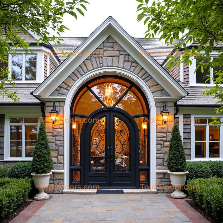 Wrought Iron Double Doors with Filigree