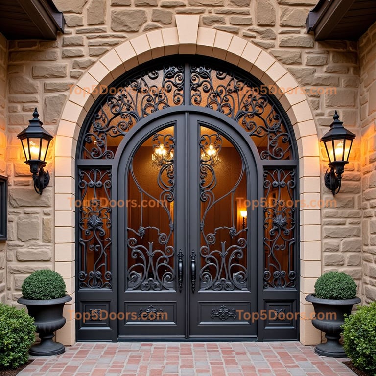 Wrought Iron Double Doors with Scrollwork