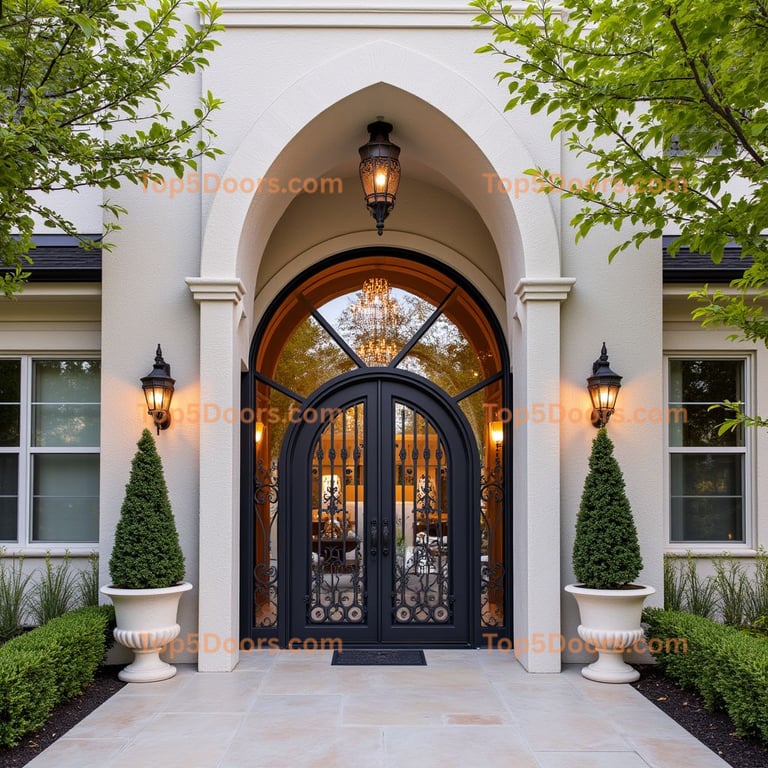 Wrought Iron and Glass Double Door