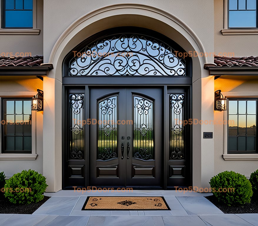 Wyoming wrought iron arched double korean modern Door