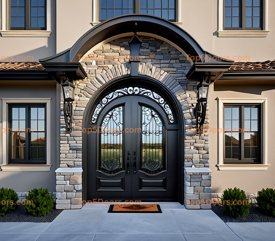 Wyoming wrought iron arched double victorian Door