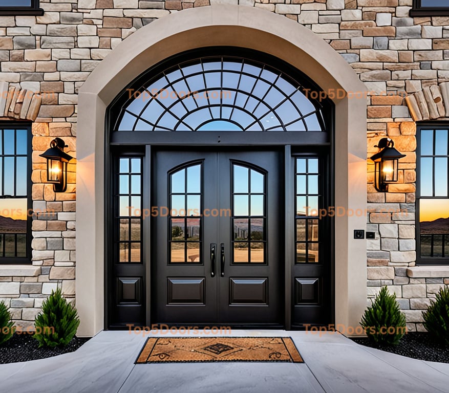 Wyoming wrought iron arched double industrial Door