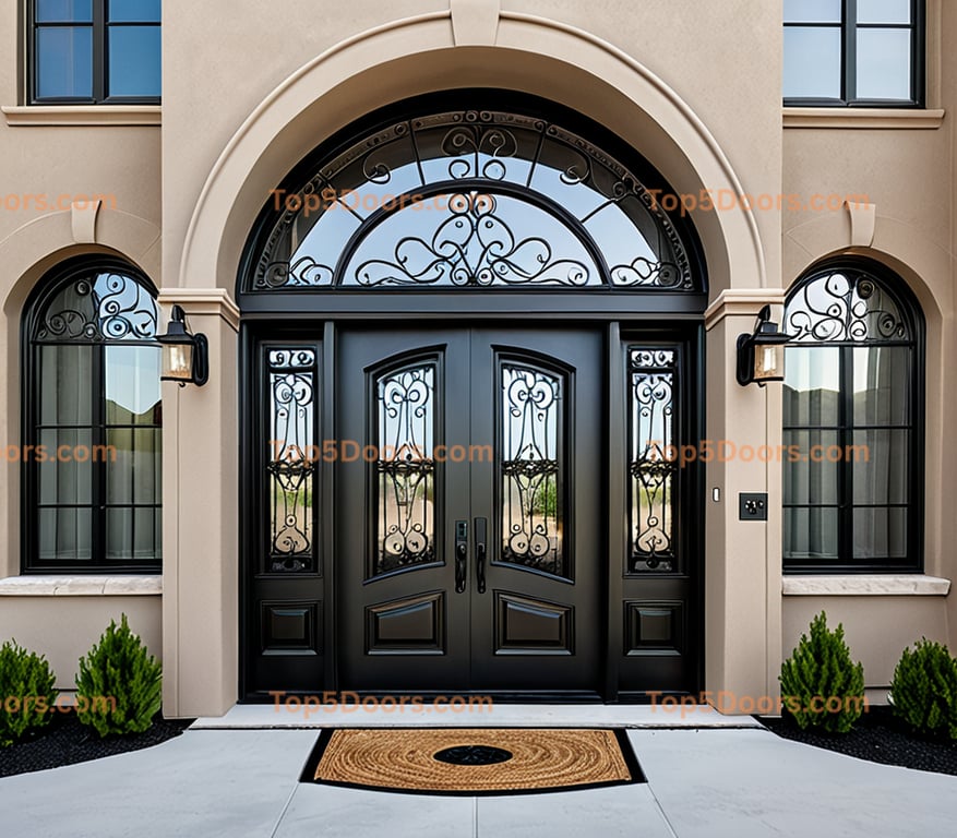 Wyoming wrought iron arched double victorian Door