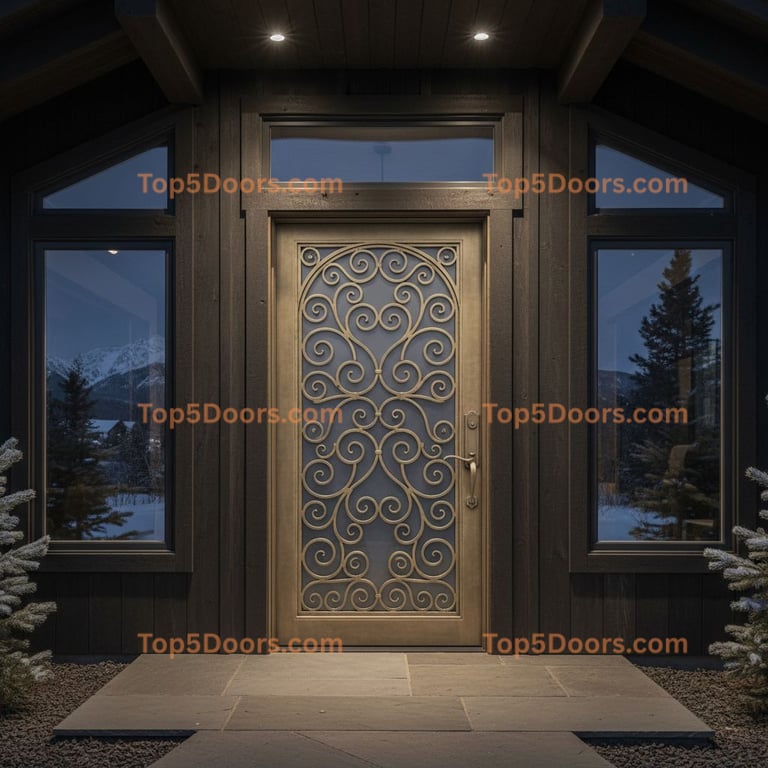 Wyoming wrought iron arched single scandinavian Door