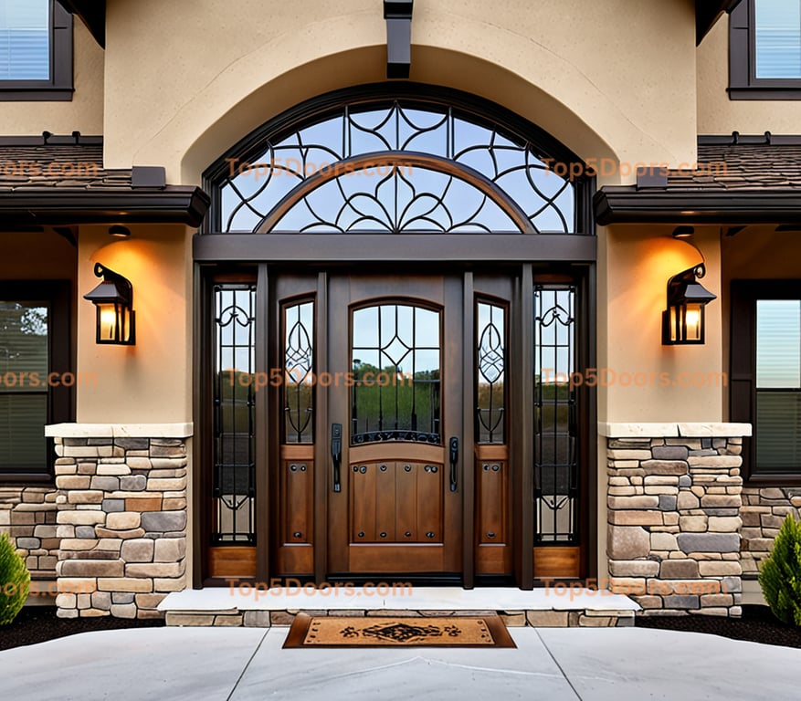 Wyoming wrought iron arched single craftsman Door