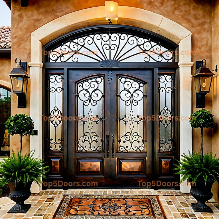 Wyoming wrought iron barn door mediterranean Door