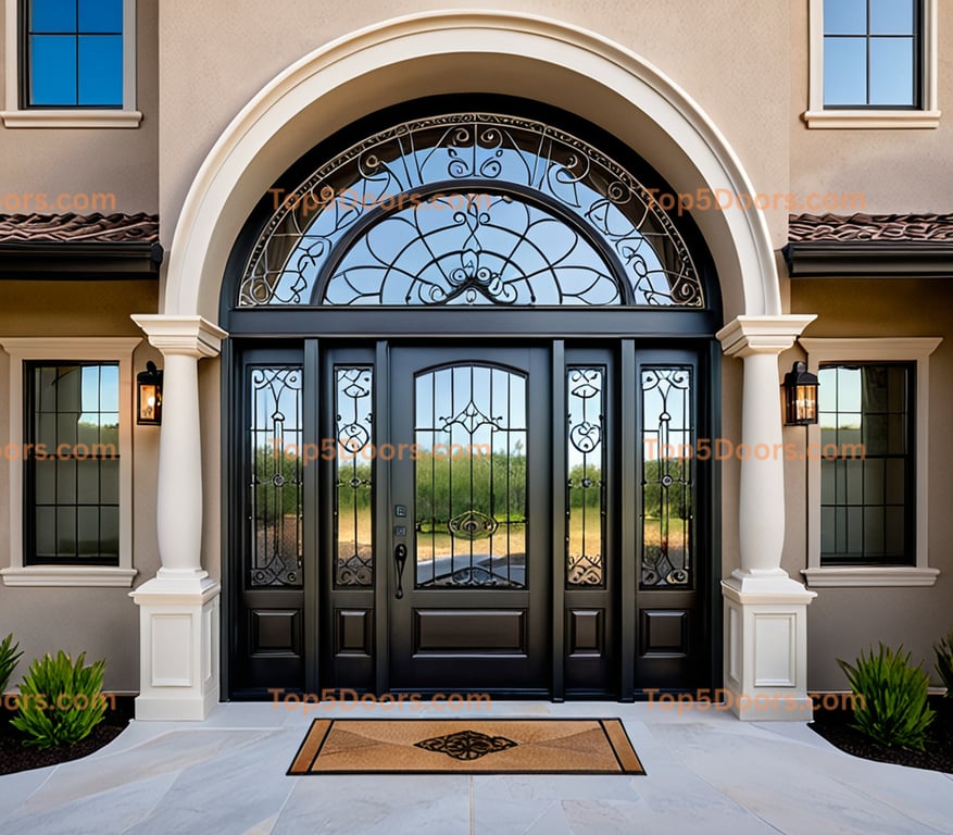 Wyoming wrought iron glass paneled modern Door