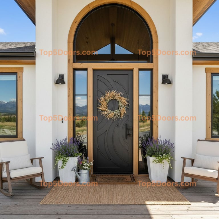 Wyoming wrought iron solid panel contemporary Door