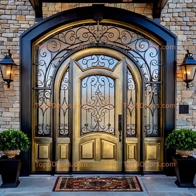 Wyoming wrought iron steel frame contemporary Door