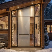 Modern Light Gray Single Panel Door With Geometric Design and Sidelights