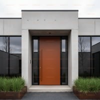Modern Copper Brown Flat Panel Door With Vertical Handles