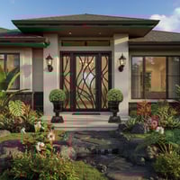 Minimalist Arched Iron Door for Texas Home