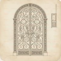 Arched Wrought Iron Double Door With Vine and Grape Design